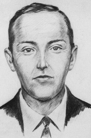 FBI composite sketch of the hijacker: a man with short dark hair, a dark suit and a narrow tie.